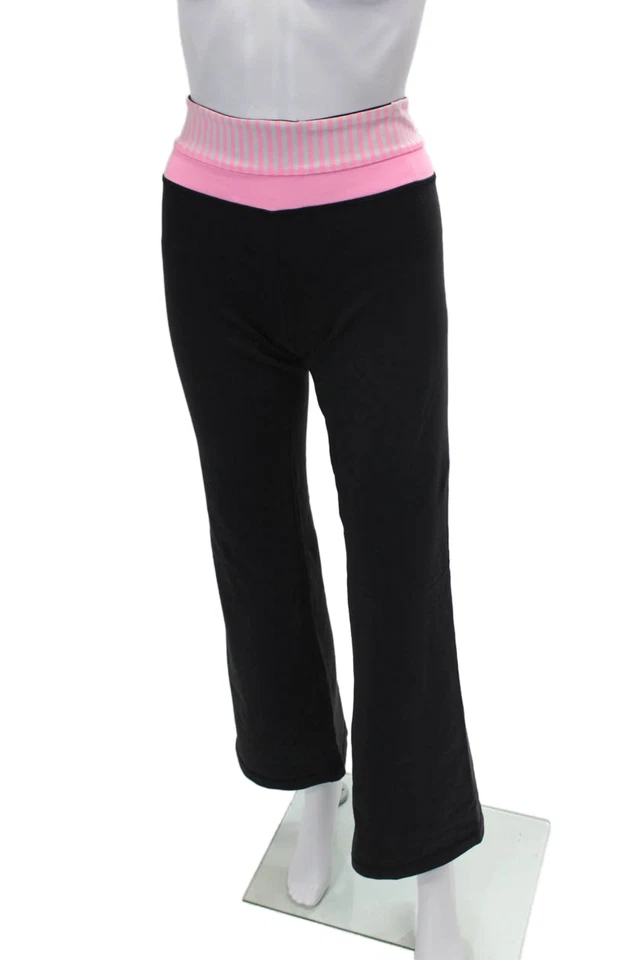 Leggings Lululemon Mujer Rayas Cintura Pull On Negro Rosa Claro Talla 8 Foto 2 de 4