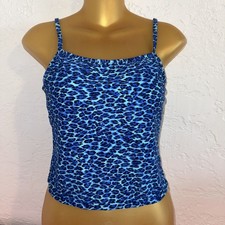 Blue Leopard Cheetah Print Bikini Top Swimsuit Size Women s Small