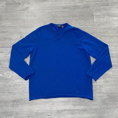 G/FORE G4 Merino Wool V Neck Sweater Mens Size XL Blue Slim Fit Golf G4MF22S25
