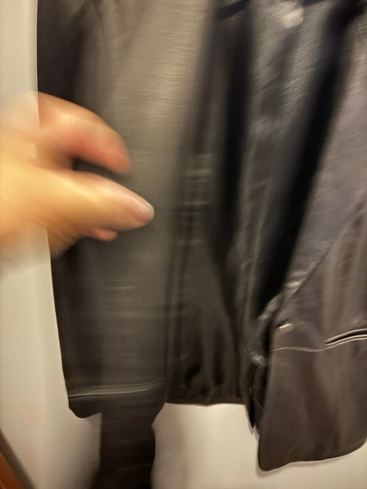 Chaqueta Blazer Vintage Denim & Co 100% Cuero Para Mujer Grande Negra Moto Clásica Foto 4 de 4