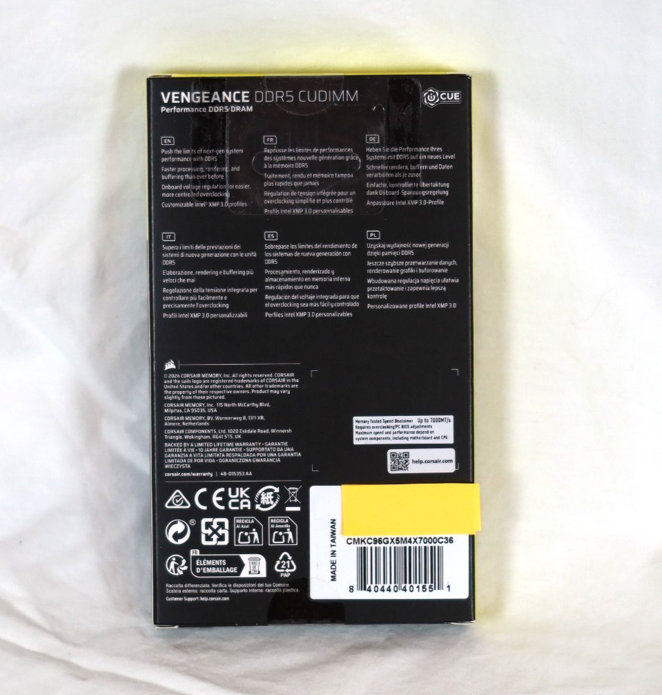 CORSAIR Vengeance DDR5 CUDIMM 96GB (4 x 24GB) DDR5 7000MHz CL36 - New/Sealed