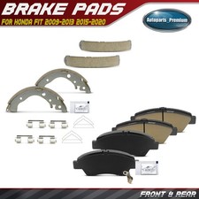 8Pcs Front Side Brake Pads & Rear Brake Shoes for Honda Fit 2009-2013 2015-2020