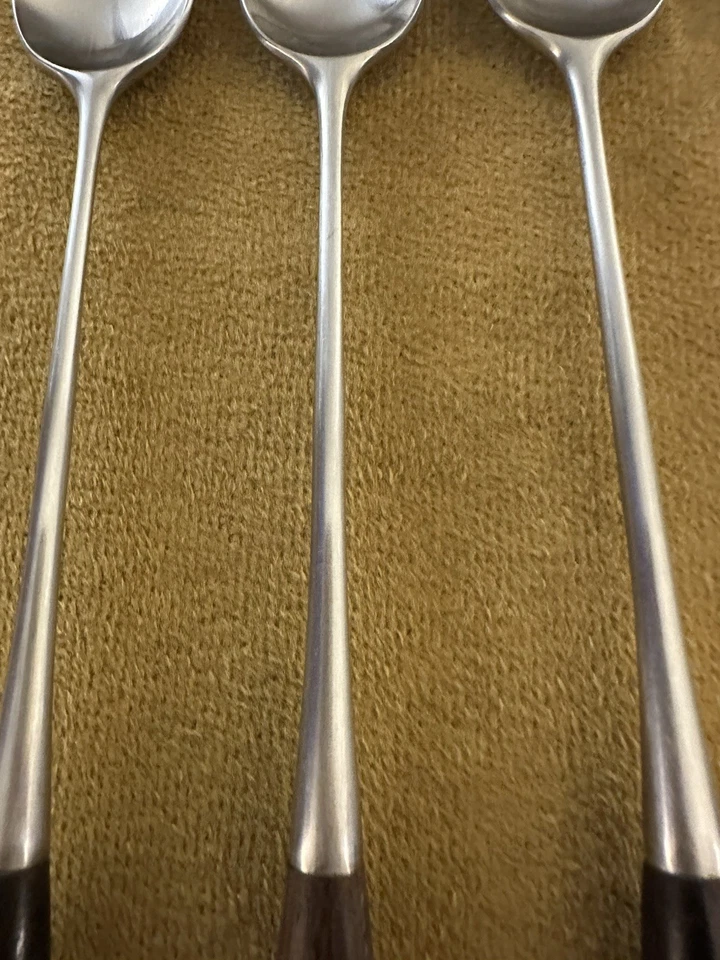 (3) ICED TEASPOONS & Sweving Fork Towle Lauffer Norway Palisander Stainless - Image 3 of 4
