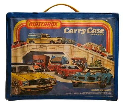 Vintage 1978 Matchbox Lesney Holds 48 Car Models Blue Storage Carry Case w/Trays