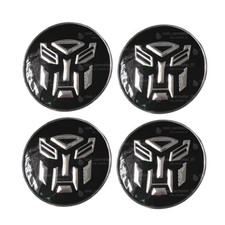 4x 60mm Black Silver Transformers Autobots Logo Wheel Center Hub Cap Rim Cover