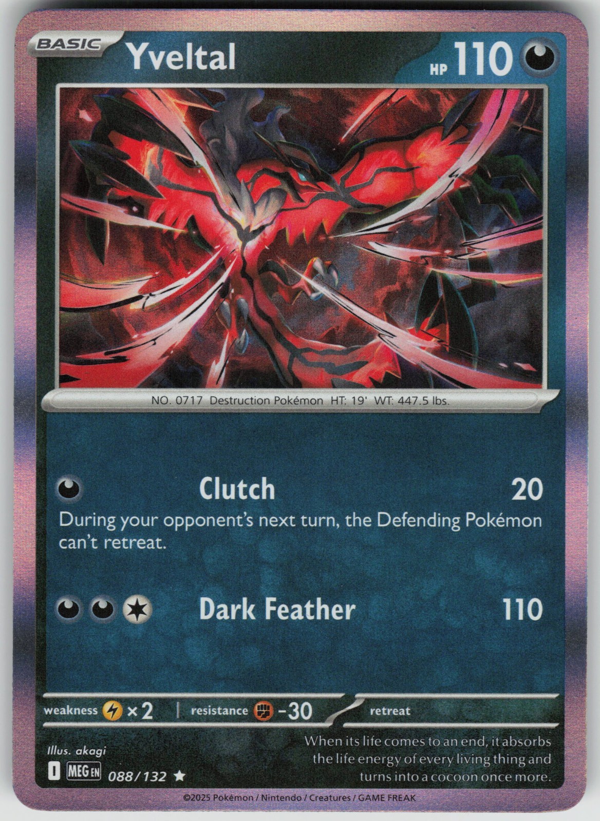 Yveltal - 088/132 - Pokemon TCG - ME01:Mega Evolution - Holo - NM