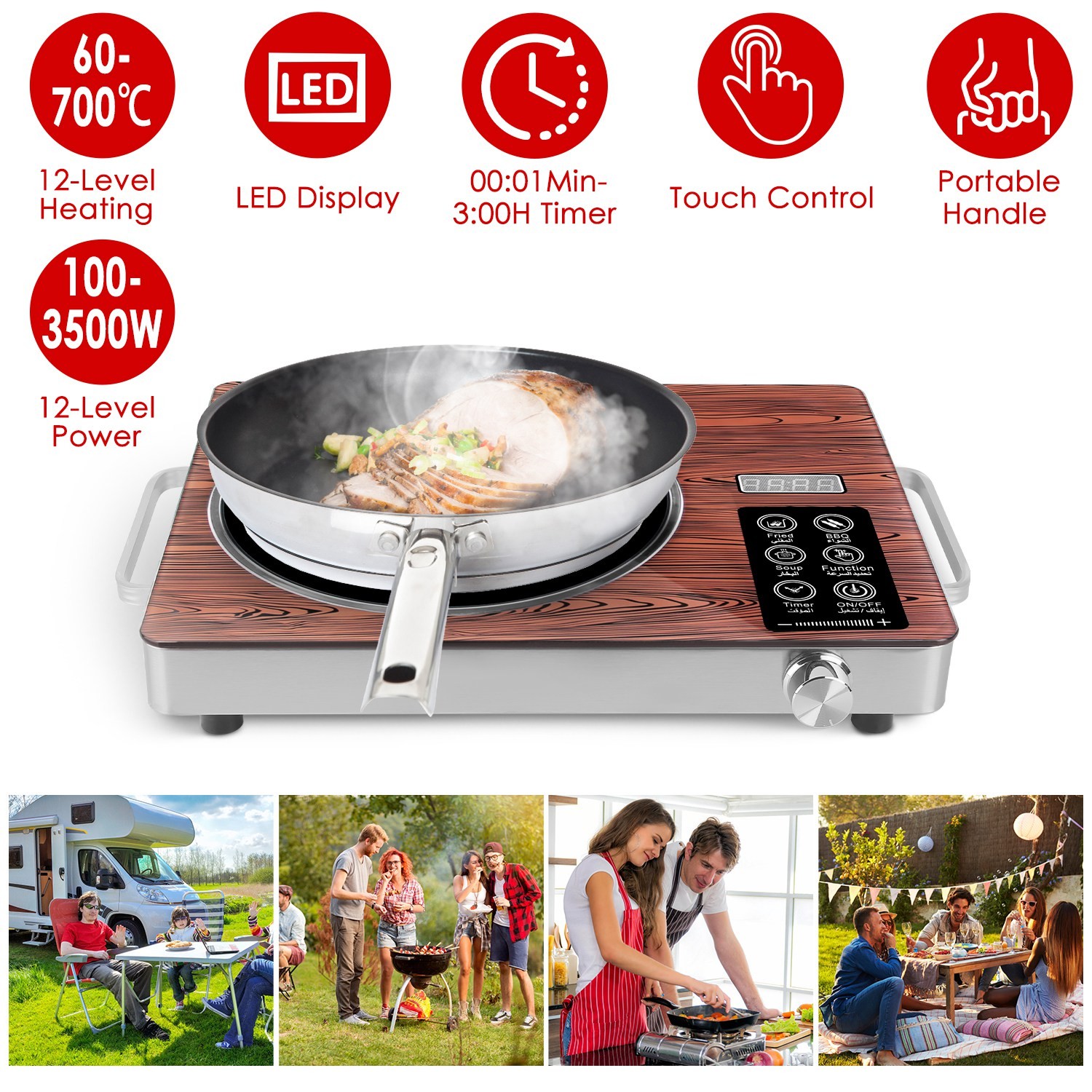 New Electric Ceramic Stove Electric Cooktop Hot Plate Infrared Countertop Burner