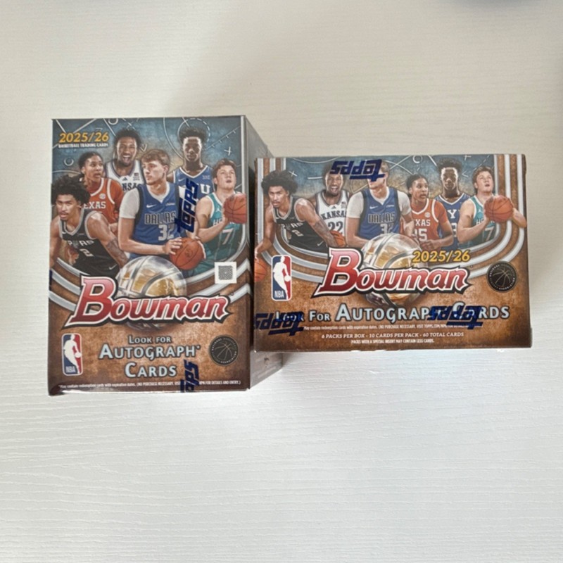 Bowman 2025/26 NBA Autograph Card Boxes (2), 60 Cards total. 