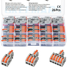 26Pcs Compact Splicing Connectors Wire Connectors Kit 2, 3 and 5 Circuit Inline