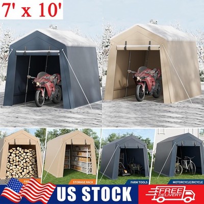 7 x 10 FT Portable Storage Shed Outdoor Motorcycle Shelter Garage Carport Canopy