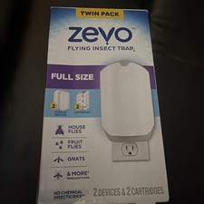 Zevo Indoor Flying Insect Trap Twin Pack 2 Devices 2 Cartridges Brand New