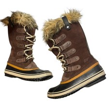 Sorel Joan of Arctic Faux Fur Waterproof Snow Boots Brown Suede Size 6