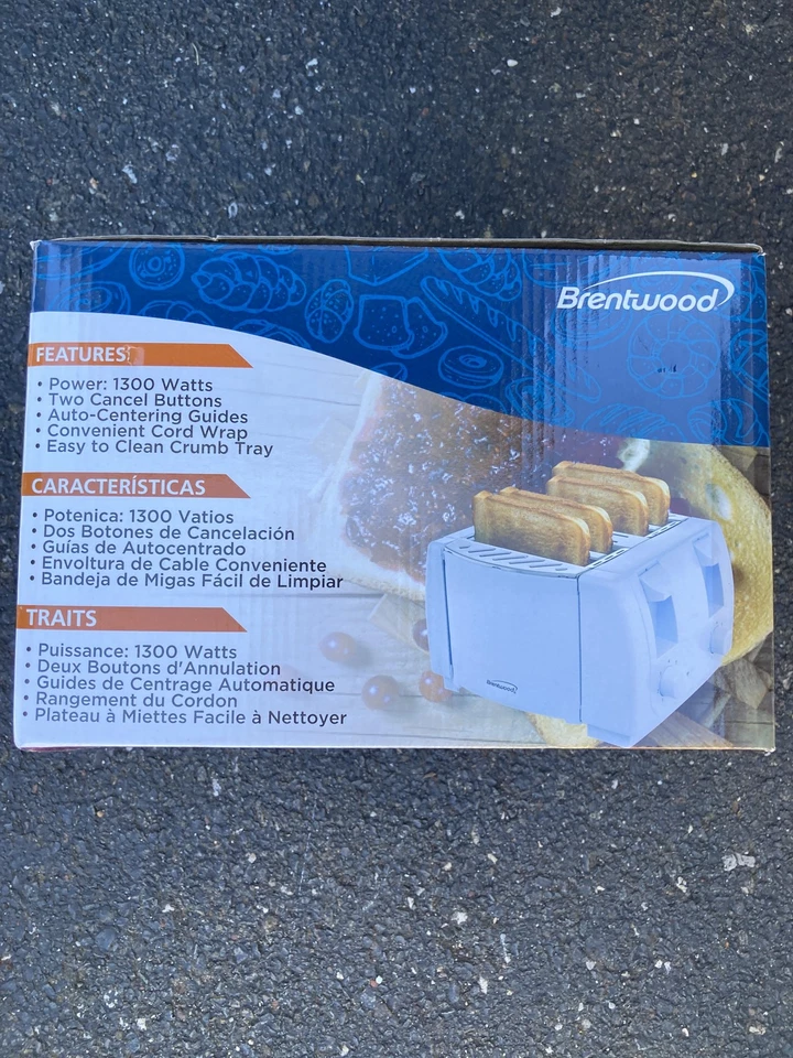 Tostadora Brentwood 4 rebanadas Cool-Touch blanca ranuras extra anchas 7 tonos Foto 2 de 3