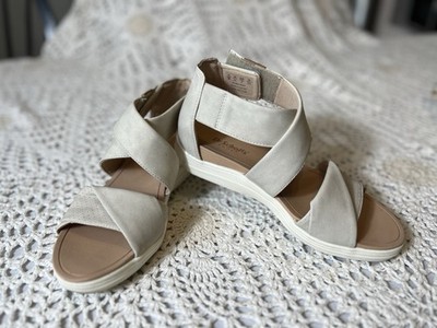 Dr. Scholl's Time Off Fun Sandals Women's Beige Hook & Loop Open Toe Comfort 7M