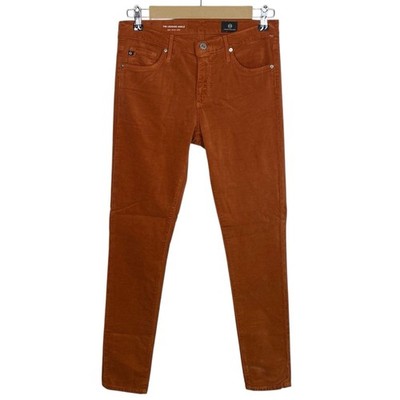 AG Adriano Goldschmied Velvet Pants Womens 27 Orange Brown Legging Ankle NWT