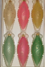 Lot Vintage Unsilvered Glass Large Pictured ICICLE Christmas Ornaments W Germany