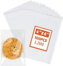 RONSBILL 100PCS 4x6 Inches Thick Clear Self Sealing Cellophane Bags Cookie B...