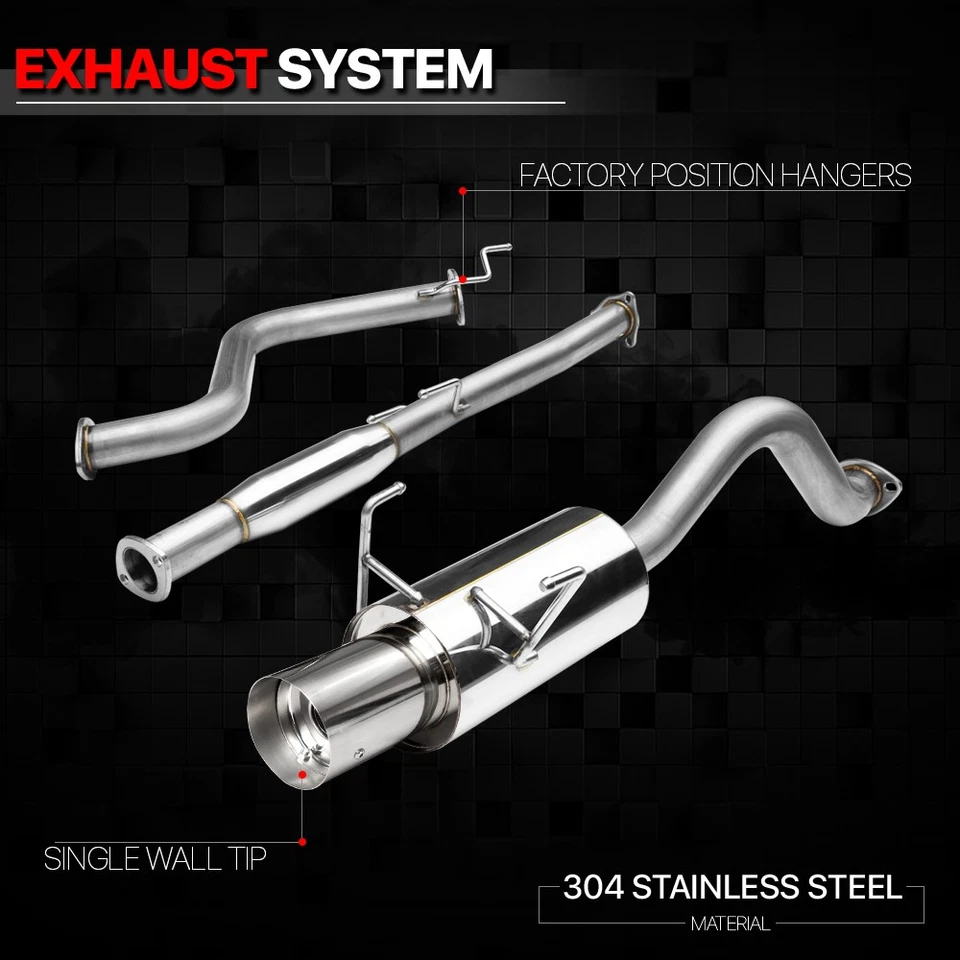 Sistema de escape Catback de acero inoxidable punta de silenciador de 4,5" para Honda Del Sol 93-97 Foto 2 de 4