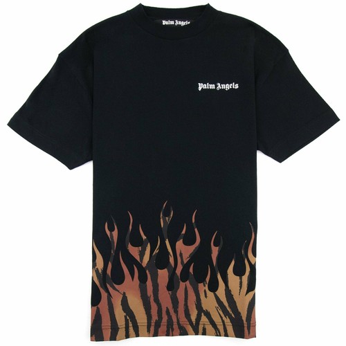Palm Angels Tiger Flames T Shirt Black 