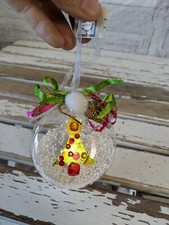 Mark Roberts glass green pink tree ornament Xmas holiday