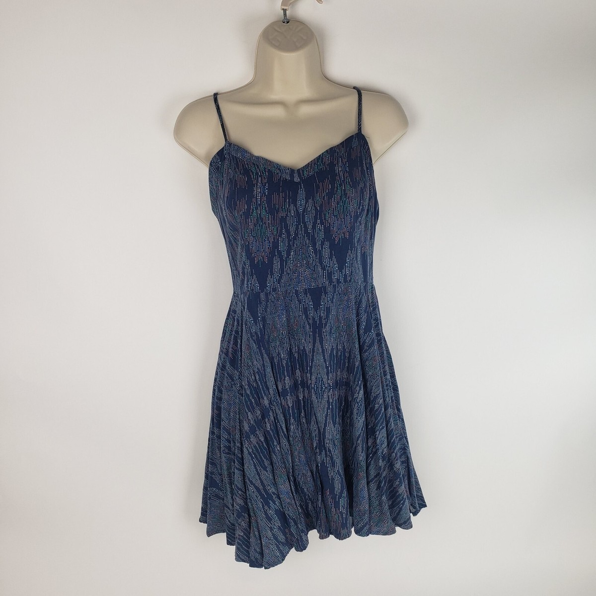 aeropostale lace blue dress Aeropostale Women Flare Summer Dress Blue Print A Line Size M