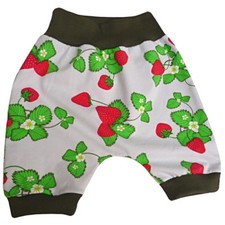 süße Mädchen Baby Sommer Pumphose Hose kurz mit Erdbeeren rot grün grau weiß 131