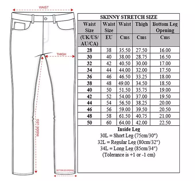 W28 l30 size guide 2025