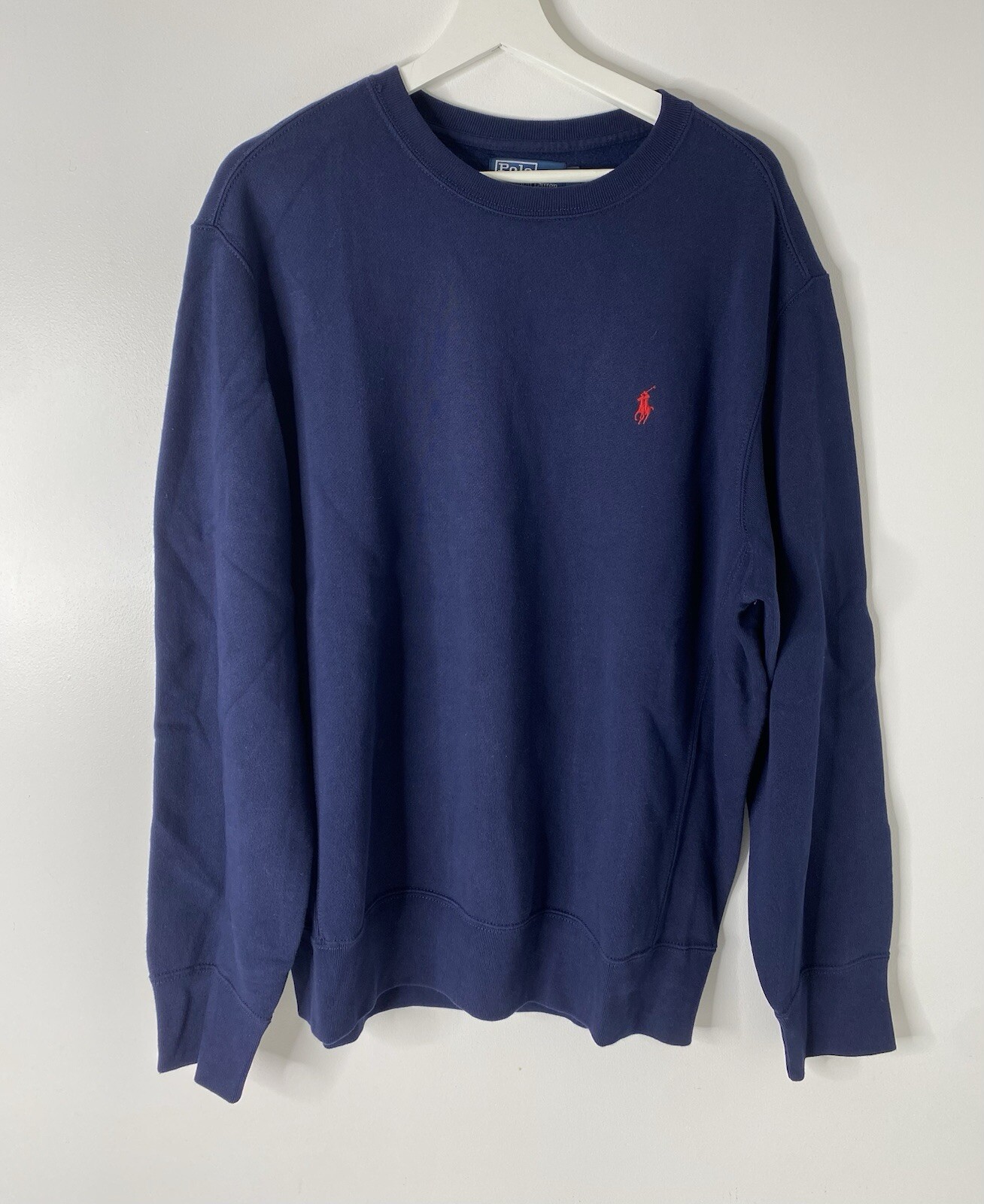 Polo By Ralph Lauren Uomo Felpa Girocollo Blu Grande Rosso Pony