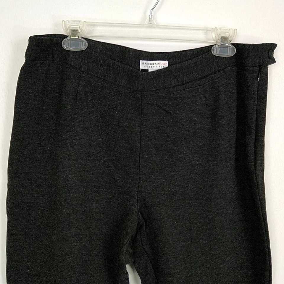 Pantalones Isaac Mizrahi Live para mujer talla 16 gris Ponte tejido cremallera lateral pierna ajustada Foto 2 de 4