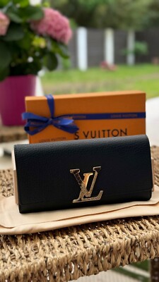 Louis Vuitton Wallet Capucines Black Leather Snake Logo Bag | eBay