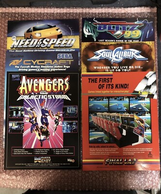 Lot Of 6 Arcade Flyers Blitz 99 Avengers Soul Calibur Final Lap Need For Speed