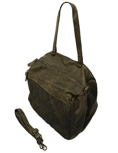 Tasche Geflochten Vintage Leder Schulter Paul.hide Nemesi Made italy Grün - Picture 2 of 6