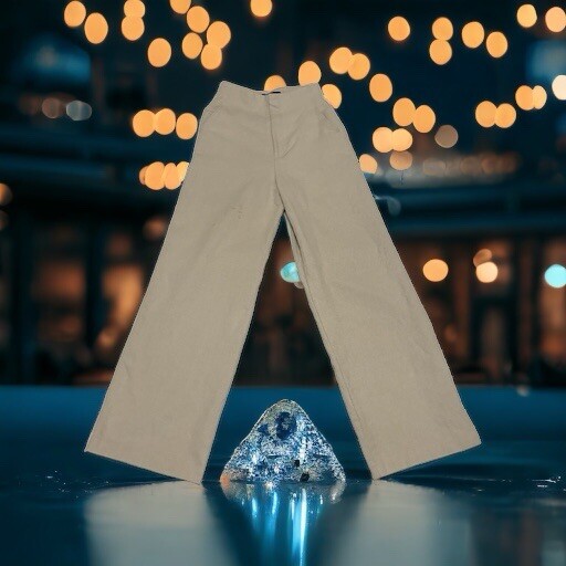 Zara 77032 High Waist Pants Size XS Flowy Wide Leg Ribbed