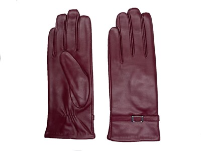 Womens Genuine Nappa Sheepskin Leather Lined Gloves  (Decorative Buckle)