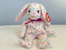 TY Beanie Babies Springfield White Bunny Flowers 7" Plush Toy NEW WITH TAG