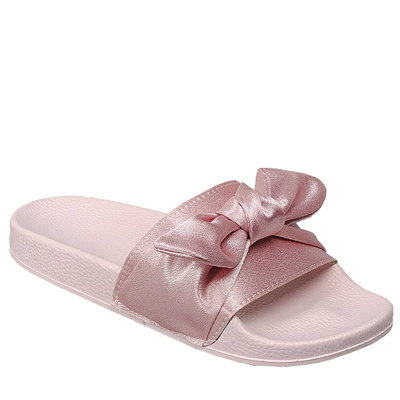 ★SAINT SATIN☆Breen Flip Flop Cushion Slippers Open Toe Satin Bow Slide Sandal Slipper Slip On Shoe Flip