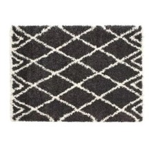 Origins Luxury Shaggy Diamond Charcoal Ivory Rugs 120x170 cm