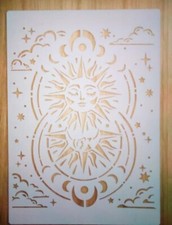 Stencil A4 CELESTIAL SUN riutilizzabile aerografo pittura ecc nuovo 29x21 cm