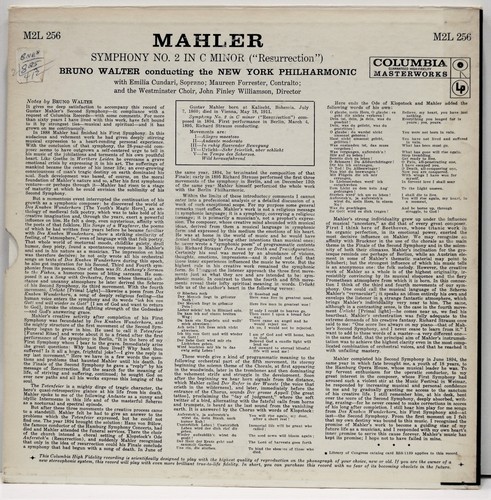 Double LP Box Set Mahler Resurrection Bruno Walter Conducting Columbia M2L 256 - Imagen 2 de 11