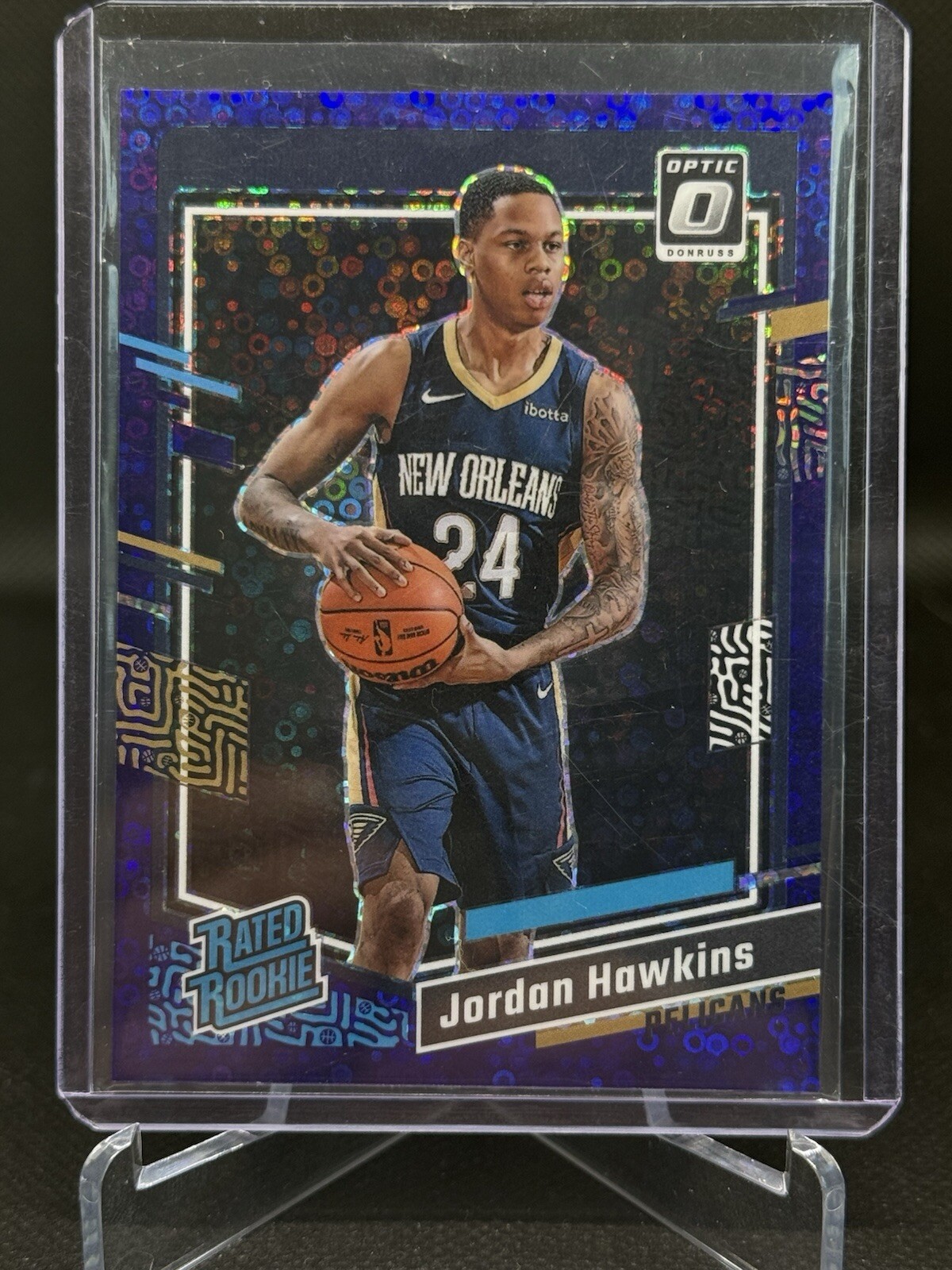 JORDAN HAWKINS 2023-24 OPTIC RATED ROOKIE PURPLE FAST BREAK RC /99