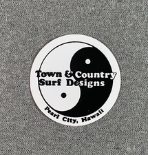 T&C Town & Country Surf Designs Hawaii Sticker 2.5 inches SMALL White/Black sk8