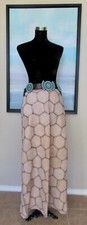Vintage Boutique Europa Hexagon Crochet Patchwork Suede Leather Maxi Skirt 14