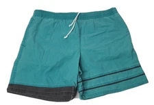 Vtg Fast Breakers Med Surfer Swim Trunks Shorts 90s Board Shorts Teal/Gray Lined