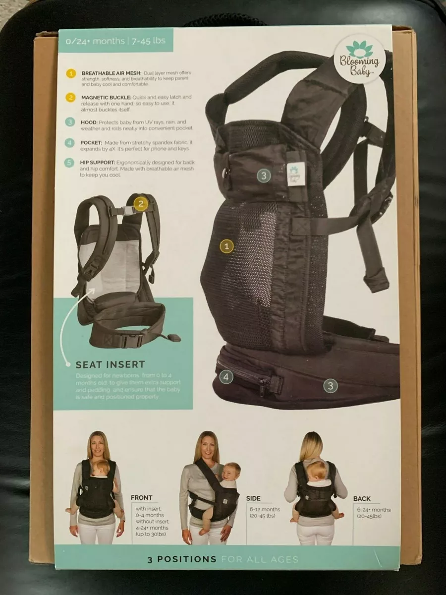 Blooming Baby Airpod Carrier with Infant Insert in Black
