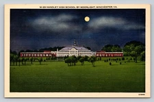 Winchester Virginia VA Handley High School Moonlight VINTAGE Postcard