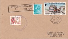 1976 cover sent from Castletown IoM with due stamp