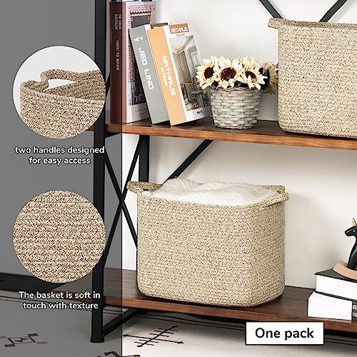 Woven Basket for Blankets, Shelf Basket for Towels, Books, Toy Light Brown - Bild 2 von 6