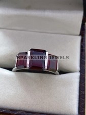 Flawless Garnet Emerald Cut With 925 Sterling Silver Ring For Men's 119