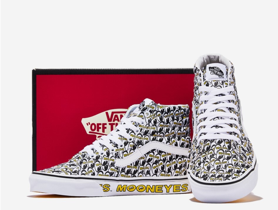 VANS X MOONEYES FORMULA WHITE GREY SK8 HI MEN'S SNEAKERS