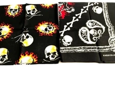 2-Pack Bandana Assorted 100% Cotton Double Side Scarf Head Neck Face Mask
